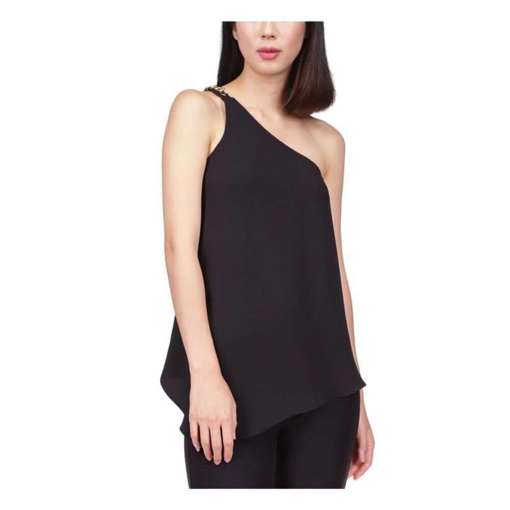 NWT MICHAEL MICHAEL KORS Womens Black Chain Strap Sleeveless Hi-Lo Top S